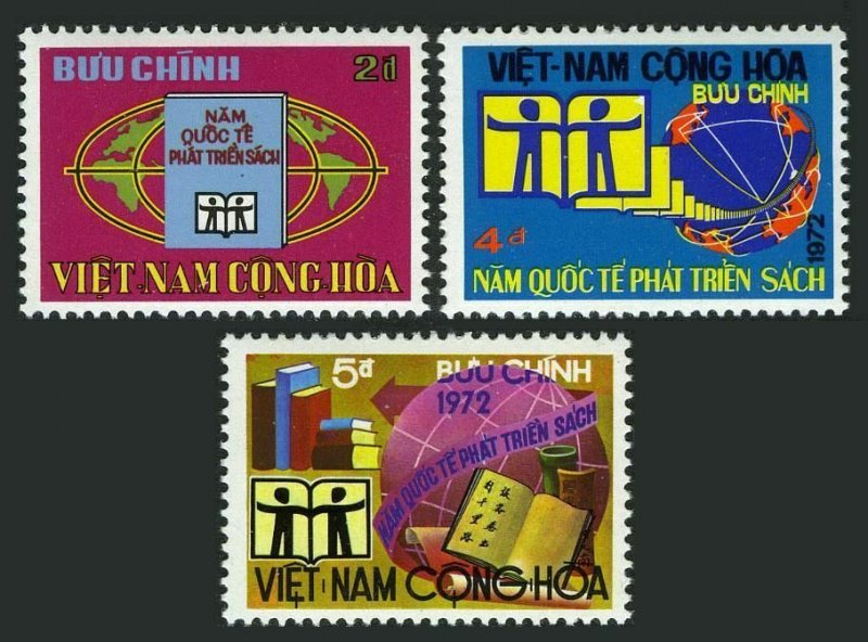 Viet Nam South 441-443, MNH. Michel 519-521. Intl Book Year IBY-1972. Globe.