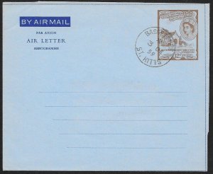 St KITTS Aerogramme 12c Queen & Tomb 1959 Basseterre cancel!