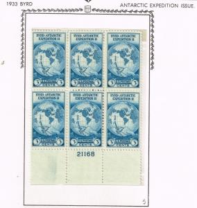 USA 733  Byrd Antarctic Issue - Plate Block - MNH(OG) - Well Centered CV$22.50