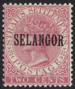 SELANGOR 1885 QV STRAITS SETTLEMENTS 2C TYPE 26 NO GUM