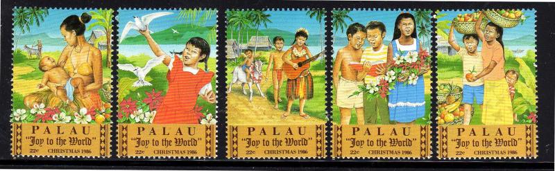 PALAU  #117-121  1986  CHRISTMAS  MINT  VF NH  O.G