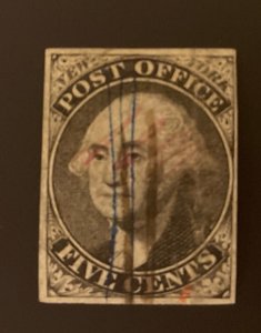 US #9X1, Postmaster Provisional, used, 4 mgns, Miller Certif., Scott $475.00+