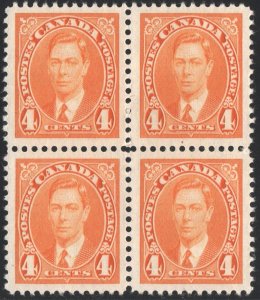 Canada SC#234 4¢ King George VI Block of Four (1937) MNH*