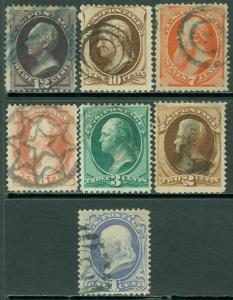 EDW1949SELL : USA 1873 Scott #156-62 Used. Fresh & Sound. Catalog $314.00.