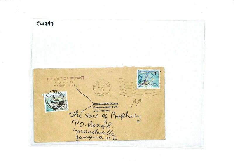 JAMAICA Cover *PEN CANCELLED* Forwarded 1974 Mandeville {samwells-covers} CW287