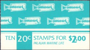 Palau #14b, Complete Set, Unexpolded Booklet, 1983-1984, Marine Life, Never H...