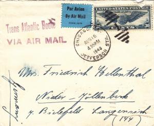 1940, Chicago, IL to Germany, Censored, See Remark (C2087)
