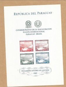 PARAGUAY Sc C277A NH SOUVENIR SHEET of 1961 - BRIDGE