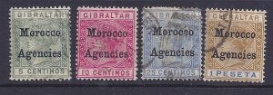 Morocco Agencies Scott 1-2, 4, 7 used