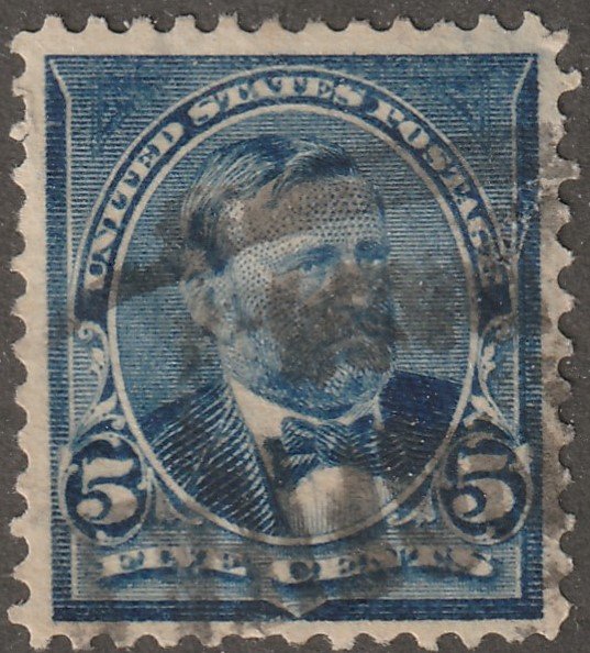 USA Stamp, Scott# 281, used, hinged, 5 cent, Grant, dark blue, all perfs,  #X-57