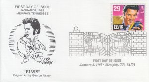 1993 Elvis Presley (Scott 2721) Memphis Collectible Fisher Elvis Art FDC