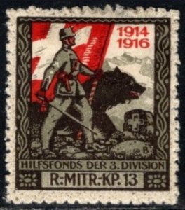 1914 Switzerland WWI Soldier's Stamp 3rd Division Aid Fund R:MITR.KP.13