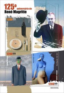 GUINEA BISSAU - 2023 - Rene Magritte - Perf 3v Sheet - Mint Never Hinged