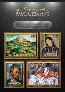 C A R - 2013 - Paul Cezanne - Perf 4v Sheet - Mint Never Hinged