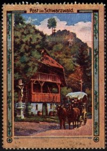 Vintage Germany Poster Stamp Stagecoach Post In The Black Forest