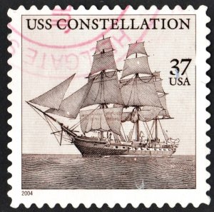 SC#3869 37¢ USS Constellation Single (2004) Used