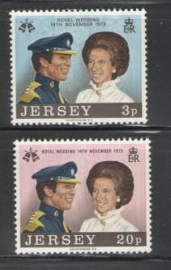 Jersey Sc 89-0 1973 Royal Wedding Pr Anne stamps NH