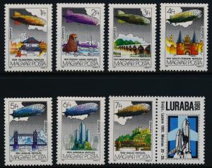 Hungary C428-34 MNH Graf Zeppelin Flights, Architecture