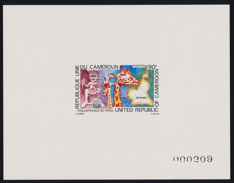 Cameroun 704 Deluxe Sheet MNH Philexfrance, Animals, Map, Art