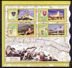 Romania 2010 STAMPS Danube RIVER Coats of Arms I MNH block Donau Dunarea