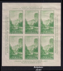 BOBPLATES #751 Trans Miss Yosemite Souvenir Sheet of 6 21341 VF MNH SCV=$15