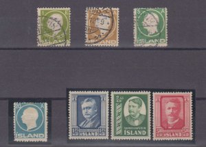 ICELAND 1911-54 Sc 86-87, 92, 94 & 284-286 HINGED MINT & USED SCV$135.00