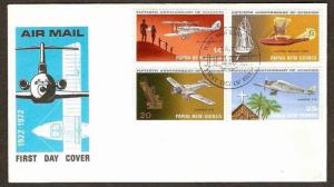 PAPUA NEW GUINEA 1972 50 YEARS OF AVIATION, AEROPLANE, SHIP FDC # 5496