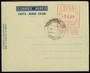 Spain #44 Aerogramme 4.00p Postage Cover Europe Airmail Used