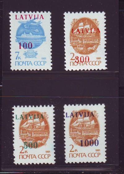 Latvia Sc 308-11 1991 Russian stamps ovptd LATVIJA NH