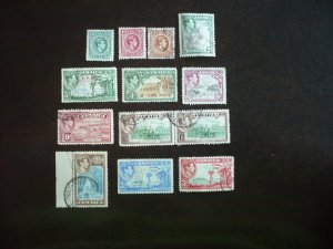 Stamps - Jamaica - Scott#116-119,121-126,140,152 - Used Partial Set of 13 Stamps