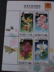 ​KOREA-2001 SC#4155-8 PHILLANIPON'01 STAMP SHOW-JAPAN-ORCHIDS MNH BLOCK-VF