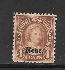 #673 MH NEBRASKA OVERPRINT ISSUE SINGLE