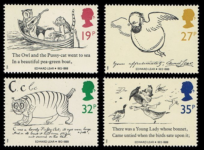 GB 1988 SG1405-SG1408 Death Centenary of  Edward Lear