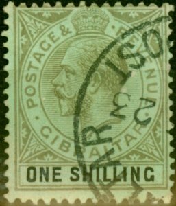 Gibraltar 1923 1s on Emerald Surface SG81c Fine Used