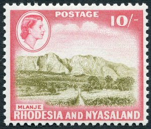 Rhodesia & Nyasaland 1959 10s olive-brown & rose-red SG30 unused