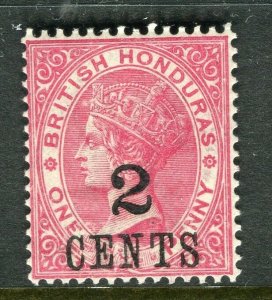 BRITISH HONDURAS; 1888 surcharged QV issue Mint hinged Shade of 2 CENTS value