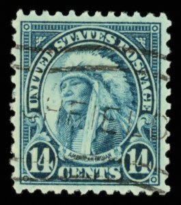 United States #695 Used  extremely fine   Cat$1 1931, 14¢ American Indian, r...