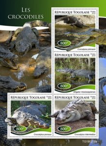 Togo 2019 MNH Reptiles Stamps Crocodiles Freshwater Saltwater Crododile 4v M/S