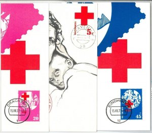 63596 - NETHERLANDS - POSTAL HISTORY: Set of 6 MAXIMUM CARD 1972 - RED CROSS-