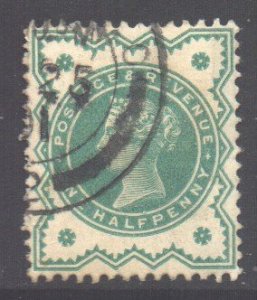GB Scott 125 - SG213, 1887/1900 Jubilee 1/2d Green used
