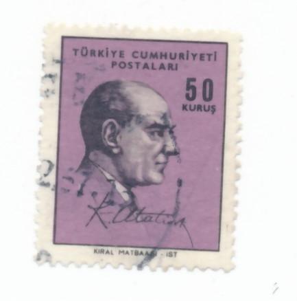 Turkey 1966 Scott 1726 used - 50k, Kemal Ataturk