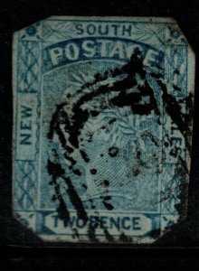 NEW SOUTH WALES SG62? 1851 2d DEEP PRUSSIAN-BLUE USED SPACEFILLER