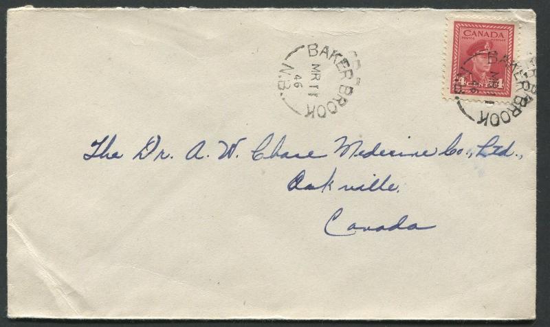 NEW BRUNSWICK SPLIT RING TOWN CANCEL COVER BAKER BROOK