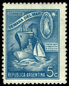 Argentina #517  MNH - Sea Week, Warship Merchant Ship Sailboat (1944)