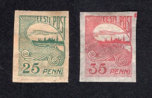 Estonia 1920 25p & 35p Skyline, Scott 39, 41 MH, value = 70c