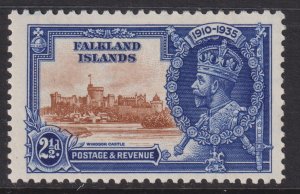 Sc# 78 Falkland Islands 1935 KGV Silver Jubilee 2½ Pence issue MLH CV $12.50