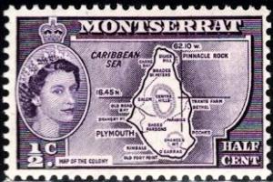 Map of the Colony, Montserrat stamp SC#146 Mint