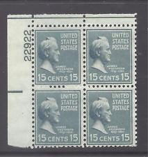 SCOTT # 820 PLATE BLOCK GEM 15 CENT MINT NEVER HINGED PRESIDENTIAL