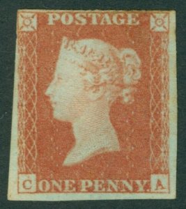 SG 12 1d orange-red lettered CA. Fine mounted mint. 4 margins close to large...