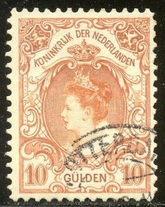 NETHERLANDS #86 Used - 1905 10g Orange